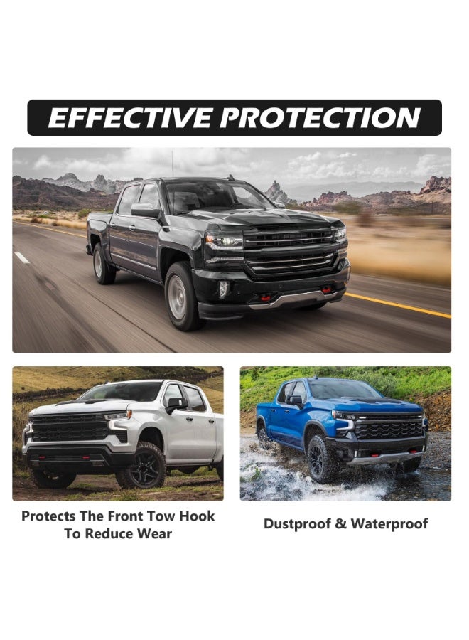 kunshao Tow Hook Covers Compatible with Chevy Silverado 1500 2007-2026 & GMC Sierra 1500 2007-2018, Custom Car Towing Hooks Exterior Accessories (Red) - Image 5