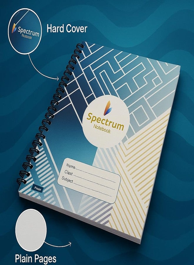 Spectrum Premium A4 Spiral Notebook, 200 Pages, Unruled 80 GSM, Hard Cover, Pack of 3 - Image 3