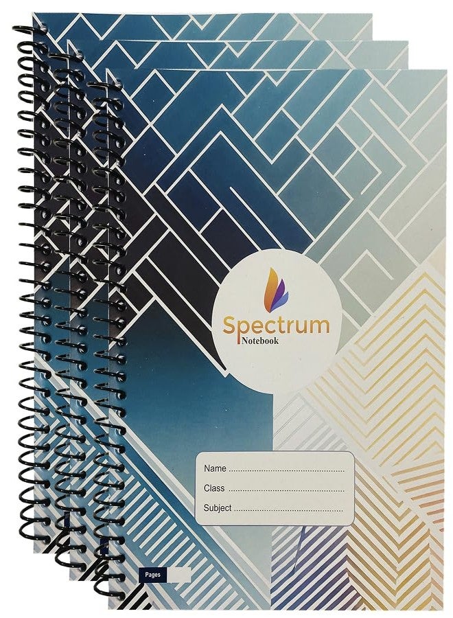 Spectrum Premium A4 Spiral Notebook, 200 Pages, Unruled 80 GSM, Hard Cover, Pack of 3 - Image 1