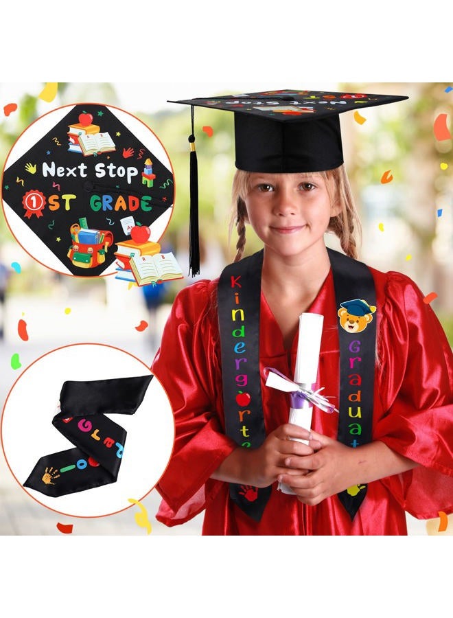 Jetec 2024 Preschool Graduation Cap Kindergarten Graduation Stole for Kids Boys Girls Pre K Stole Child Graduation Cap (Golden Sash,Stylish Style) - Image 3
