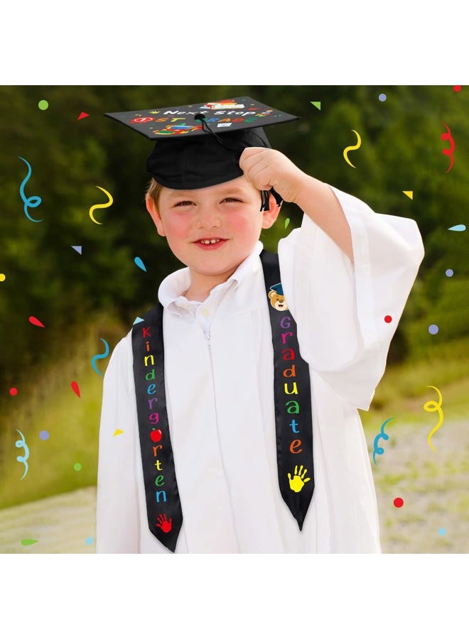 Jetec 2024 Preschool Graduation Cap Kindergarten Graduation Stole for Kids Boys Girls Pre K Stole Child Graduation Cap (Golden Sash,Stylish Style) - Image 4