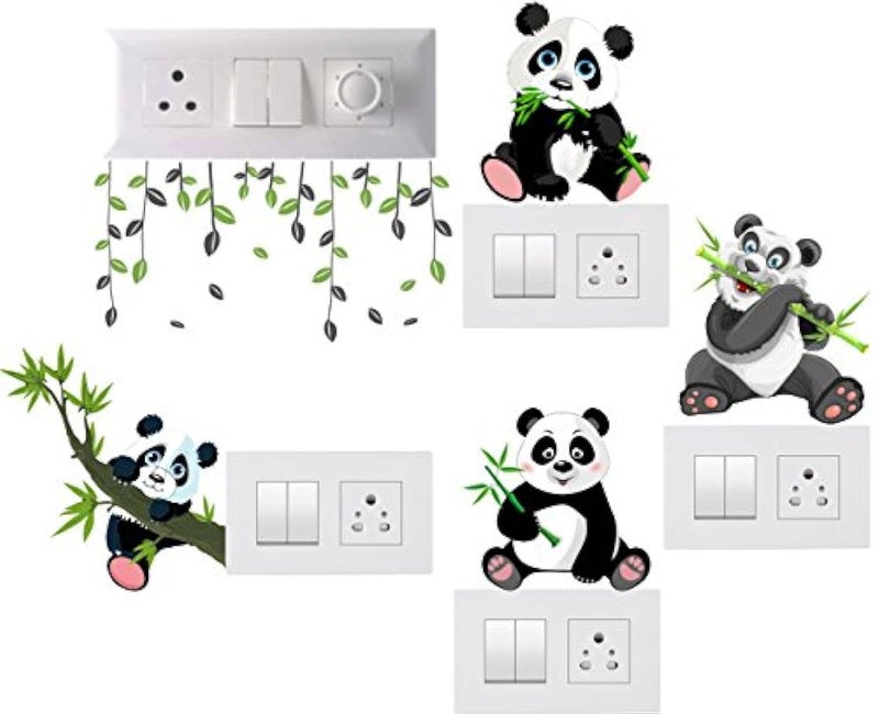 ™ Switch Board Sticker, Switch Stickers, Wall Stickers, Light Switch Sticker Panda Theme - Pack of 1 (5 Stickers)