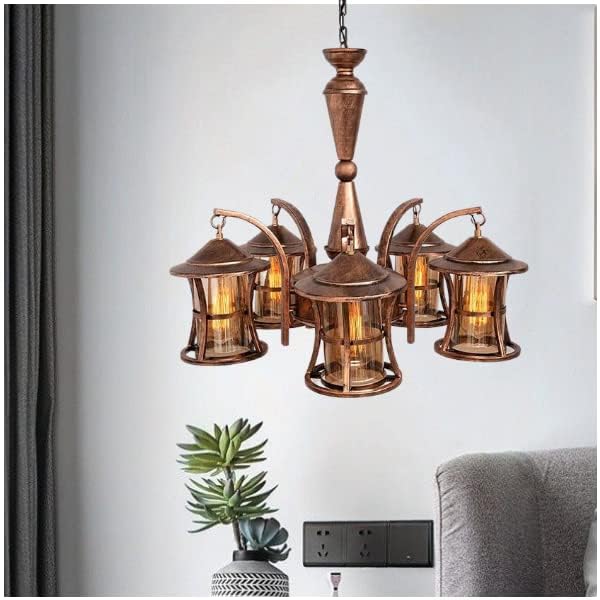 Kinis 5 Light Contemporary Curve Design Copper Antique Jhoomar Chandelier Hanging Light to Décor Home, Living Room, Bedroom, Office, Dining, Cafe, Restaurants (with Bulb) - Image 2