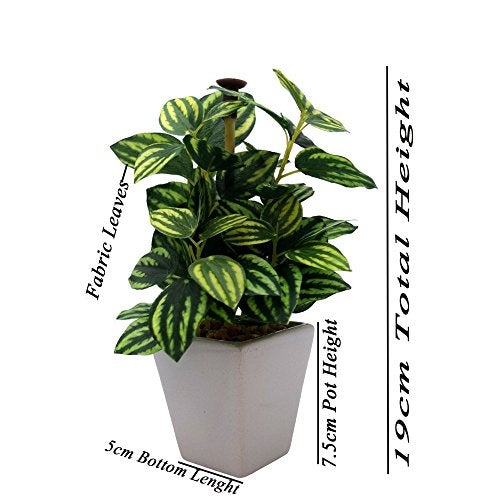 Fourwalls Range Mini Artificial Wandering Plant Ceramic Vase(19 cm Tall, Green, DESIGM-A) - Image 3