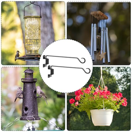 JOUTYFOR 16 inch 2 Pack Swivel Plant Hangers Outdoor Heavy Duty - Black Iron Plant Hanging Hook Bracket for Flowers Baskets Pots Bird Feeder Lanterns Wind Chimes - Image 4
