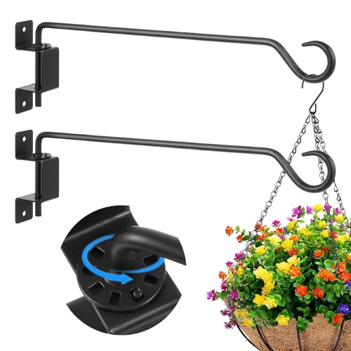 JOUTYFOR 16 inch 2 Pack Swivel Plant Hangers Outdoor Heavy Duty - Black Iron Plant Hanging Hook Bracket for Flowers Baskets Pots Bird Feeder Lanterns Wind Chimes - Image 1