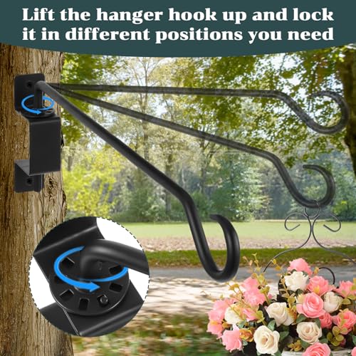 JOUTYFOR 16 inch 2 Pack Swivel Plant Hangers Outdoor Heavy Duty - Black Iron Plant Hanging Hook Bracket for Flowers Baskets Pots Bird Feeder Lanterns Wind Chimes - Image 3