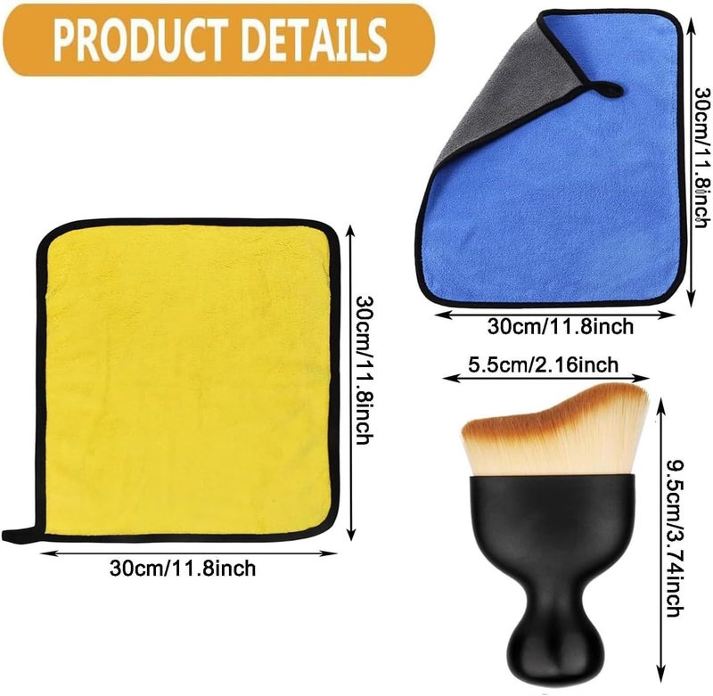 BEANPRECOY 5 Pcs Car Cleaning Kit, Microfiber Cleaning Cloth, Interior Cleaning Brush, Super Absorbent Double Sided Microfiber Drying Towel for Car, Windows, Screen and Kitchen - Image 2