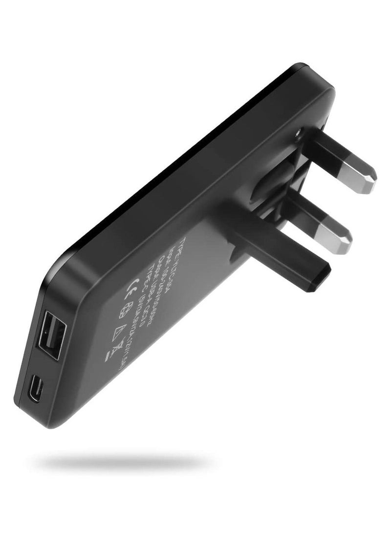 S-TEK Quick Charge 3.0 18W Wall Charger, with USB, TYPE C PD Dual Ports & Foldable Plug