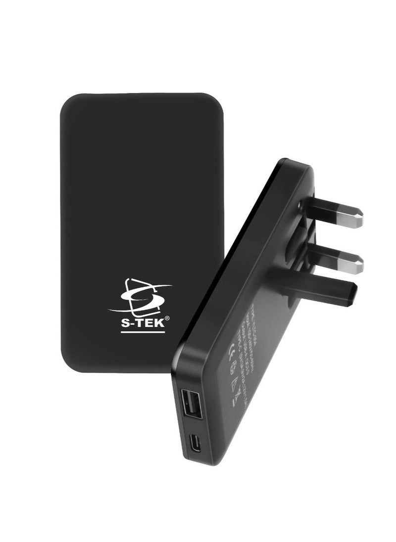 S-TEK Quick Charge 3.0 18W Wall Charger, with USB, TYPE C PD Dual Ports & Foldable Plug