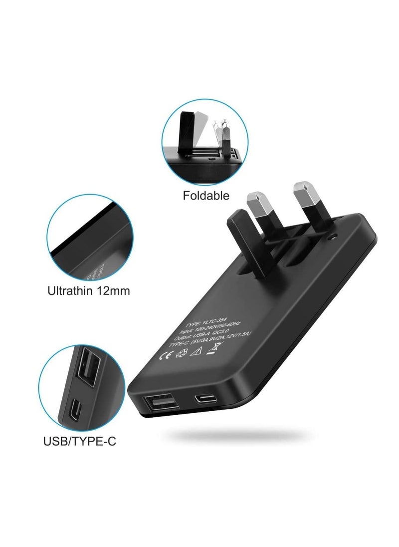 S-TEK Quick Charge 3.0 18W Wall Charger, with USB, TYPE C PD Dual Ports & Foldable Plug