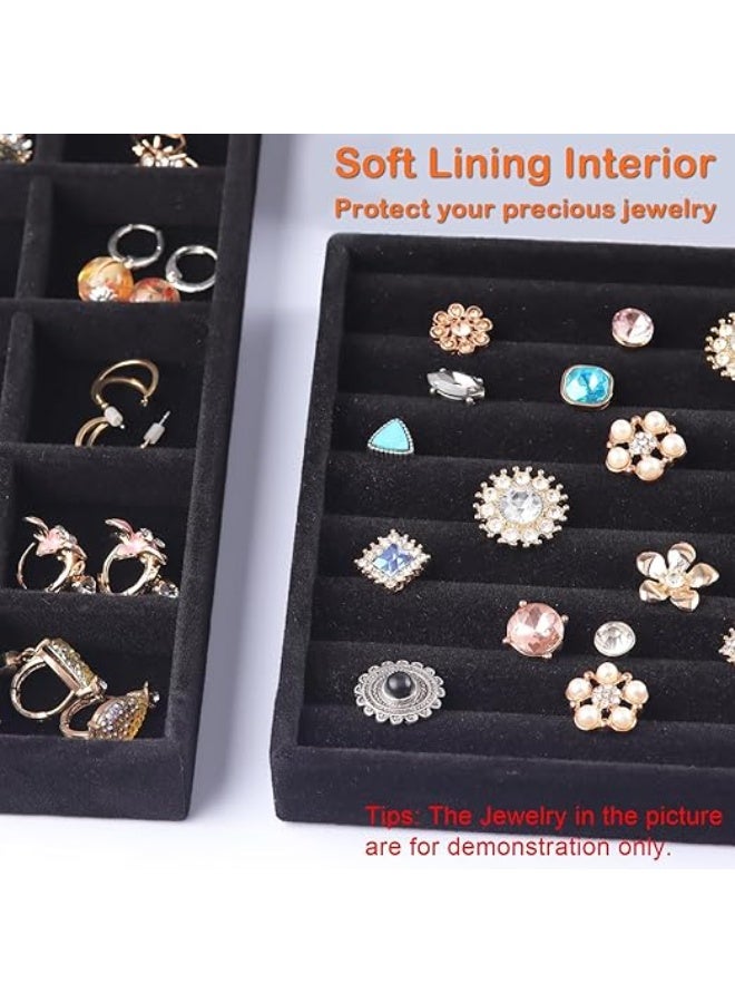 DUNISO 4 Pcs Stackable Jewelry Trays Organizer, Jewelry Organizer Drawer Insert, Display Case Storage Containers for Earring, Necklace, Watch, Bracelet, Accessary and Ring, Trays with Removable Dividers - Image 5