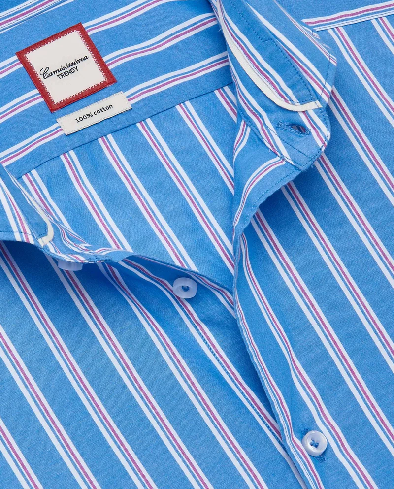 Camicissima Trendy Blue Shaped Fit Shirt