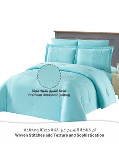 دوناتيلا 4 قطع طقم مفرش ديزاينر التراسونيك مايكروفايبر ناعم بحشوة ثابتة مقاس كوين تركوازي 200×230 سم  - Image 2