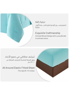 دوناتيلا 4 قطع طقم مفرش ديزاينر التراسونيك مايكروفايبر ناعم بحشوة ثابتة مقاس كوين تركوازي 200×230 سم  - Image 4