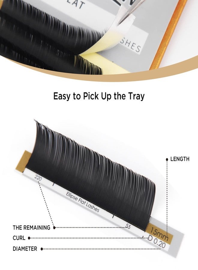 LASHVIEW Eyelash Extension - Ellipse Flat Eyelash Extensions, Individual Lashes, 0.15mm C Curl 15mm, Semi-Permanent, Extremely Light & Soft, Professional Salon Use - Image 5