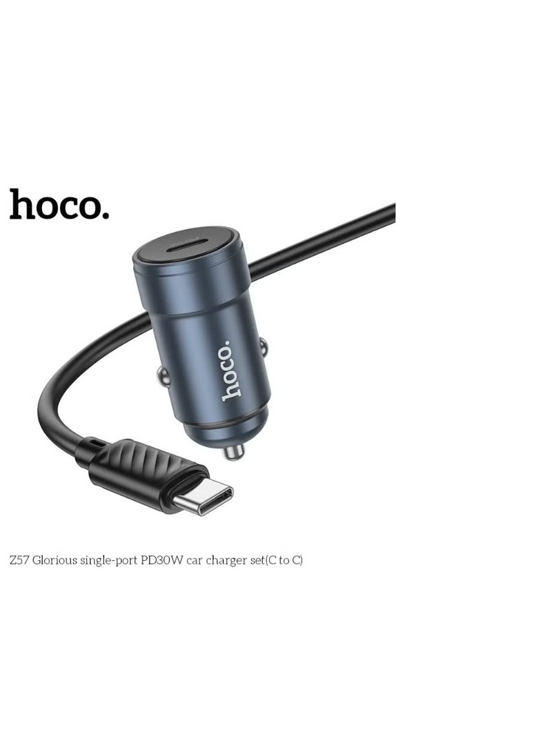 هوكو شاحن سيارة سريع Glorious Z57 30 واط بتقنية PD مع كابل من النوع C إلى النوع C - Image 2
