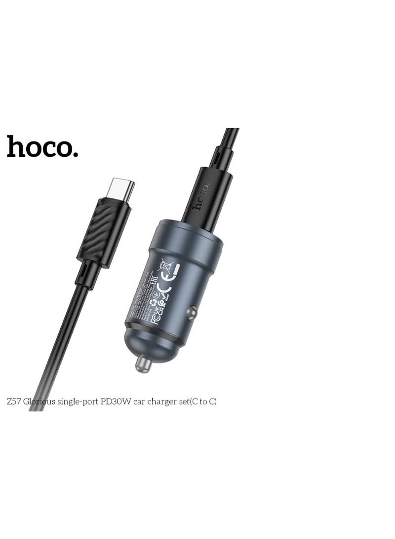 هوكو شاحن سيارة سريع Glorious Z57 30 واط بتقنية PD مع كابل من النوع C إلى النوع C - Image 3