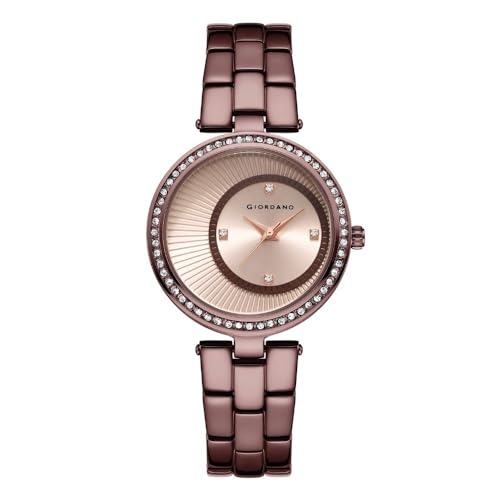 Giordano Unique Analog Watch for Women with Diamond Indices, Stainless Steel Strap and Crystal Embellished Bezel - Image 1