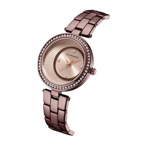 Giordano Unique Analog Watch for Women with Diamond Indices, Stainless Steel Strap and Crystal Embellished Bezel - Image 3