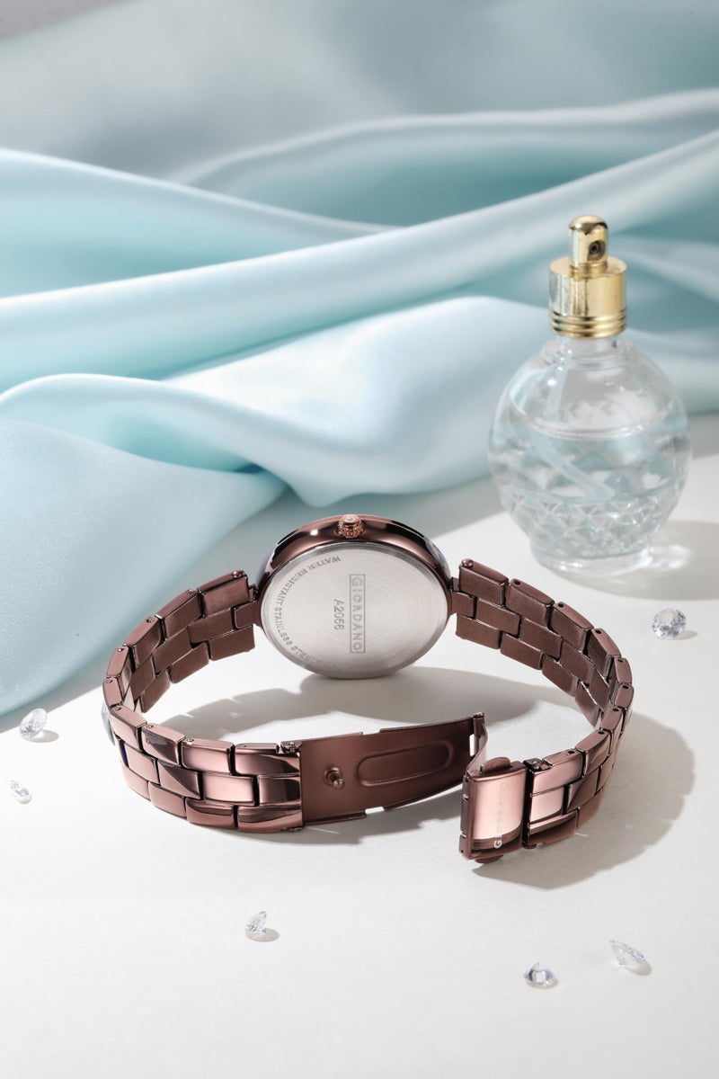 Giordano Unique Analog Watch for Women with Diamond Indices, Stainless Steel Strap and Crystal Embellished Bezel - Image 5