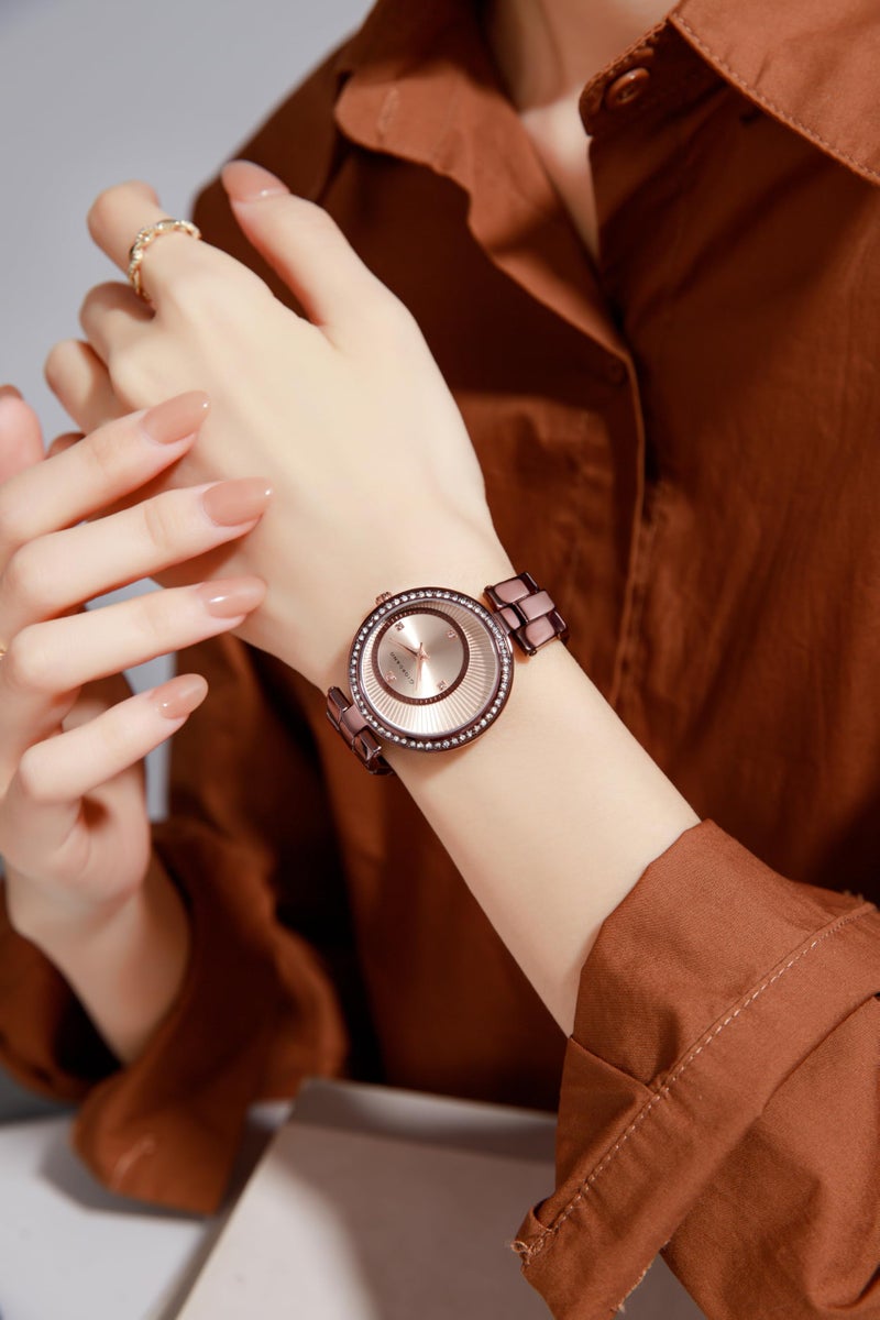 Giordano Unique Analog Watch for Women with Diamond Indices, Stainless Steel Strap and Crystal Embellished Bezel - Image 2
