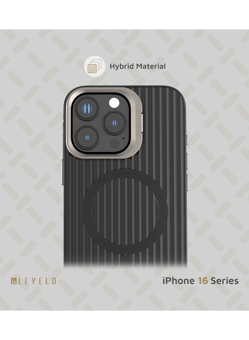 ليفيلو جراب ماجسيف من Livia لهاتف آيفون 16 برو مع غطاء سيليكون TPU / زوايا مقاومة للصدمات / حلقة معدنية للكاميرا - أسود - Image 5