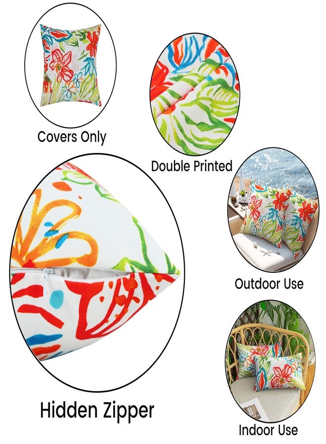 Merrycolor Pack of 2 Outdoor Pillow Covers 18x18 Waterproof Pillow Cover Floral Decorative Square Pillowcase Outdoor Pillows for Patio Furniture Garden Balcony Couch(Red and Sage - Image 4