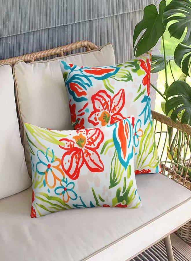 Merrycolor Pack of 2 Outdoor Pillow Covers 18x18 Waterproof Pillow Cover Floral Decorative Square Pillowcase Outdoor Pillows for Patio Furniture Garden Balcony Couch(Red and Sage - Image 5