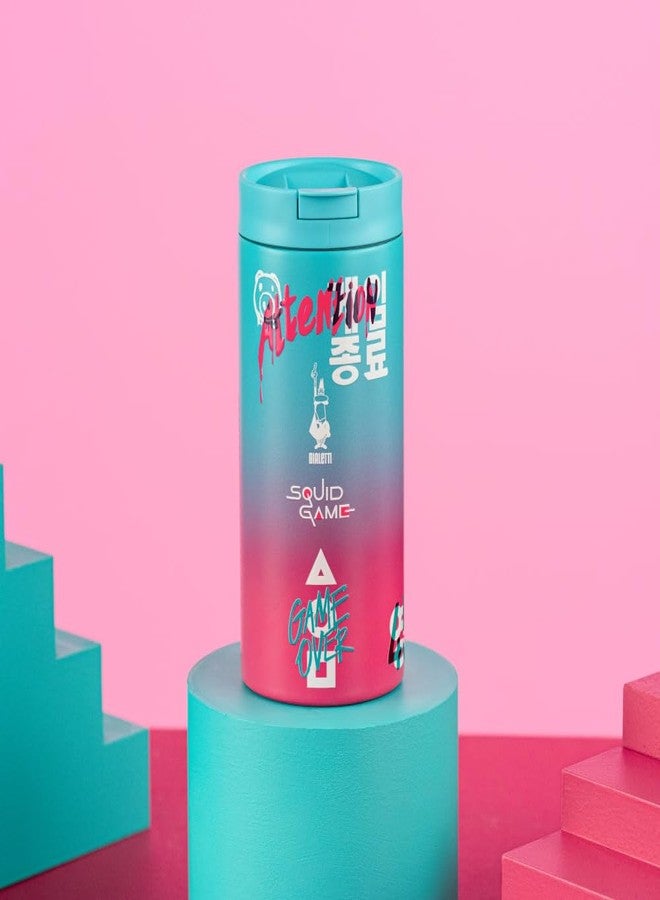 BIALeTTI كوب السفر بيلاتتي من لعبة الحبار© - مصنوع من الفولاذ المقاوم للصدأ مزدوج الجدار، معزول حرارياً، يحتفظ بالبرودة لمدة 8 ساعات/بالحرارة لمدة 4 ساعات، مثالي للسفر والاستخدام اليومي (12 أونصة - 360 مل) - Image 2