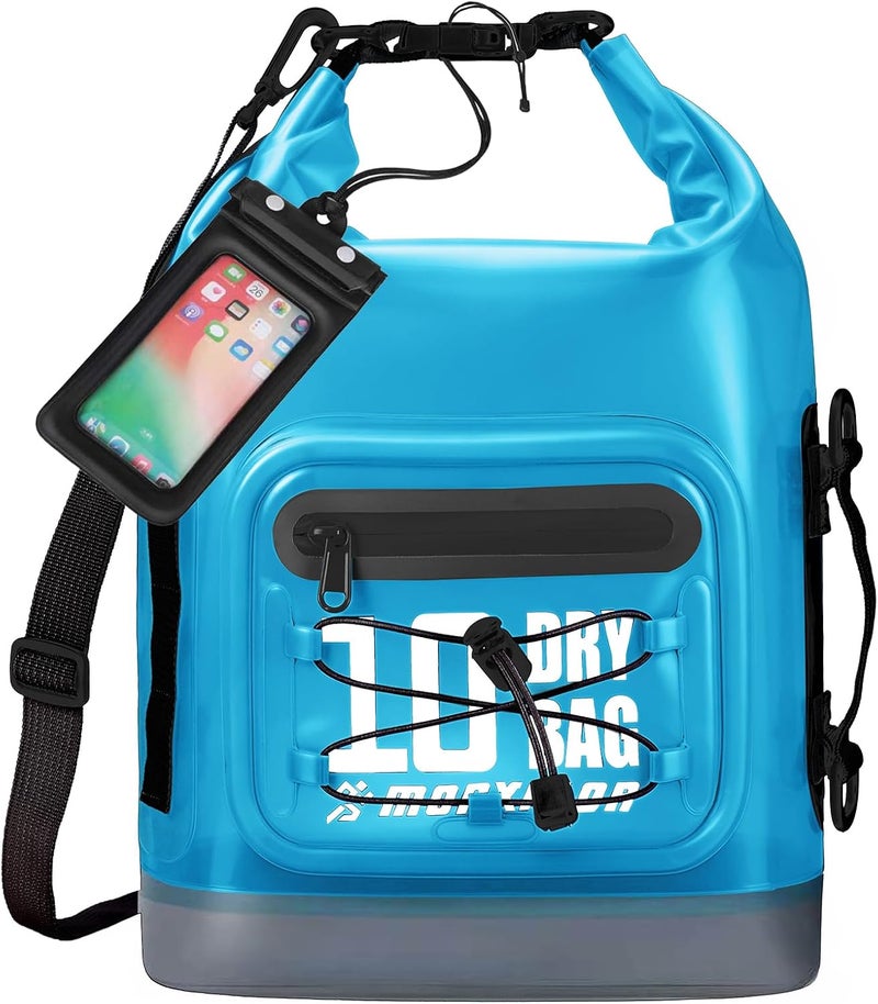 MORXPLOR Waterproof Dry Bag Backpack - [Front Zippered Pockets] 5L/10L/20L/30L Roll Top Waterproof Bag with Water Proof Phone Case for Swimming, Boating, Kayaking, Camping, Beach - Image 1