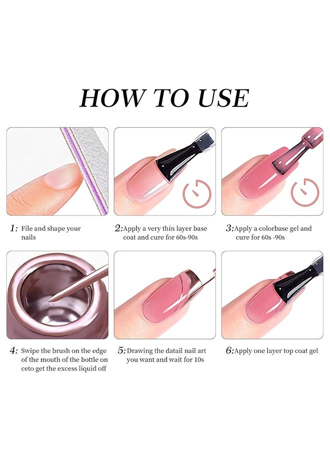 مونچا جيل بطانة معدني للمرآة، مجموعة طلاء أظافر جل معدني مكونة من 3 قطع، طلاء أظافر كروم، جيل أظافر لامع وردي فضي ذهبي، يأتي برأس فرشاة دقيقة، لطلاء أظافر الفرانش والفن (ذهبي وردي ذهبي فضي) - Image 5