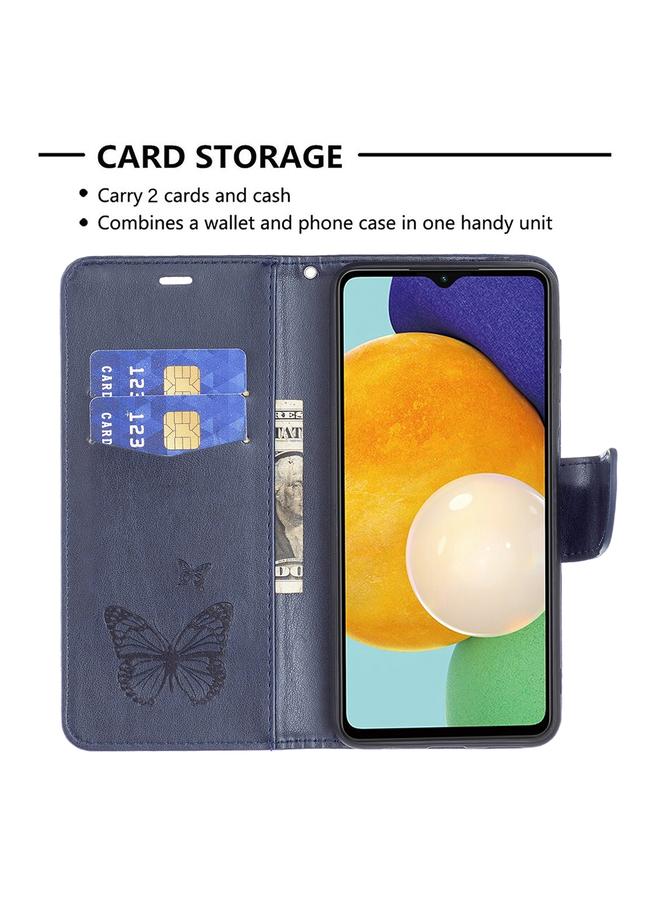 اس-توب جراب لهاتف Samsung Galaxy A13 5G من الجلد بنقشة فراشتين مع حامل وفتحة بطاقة ومحفظة وحبل - Image 5