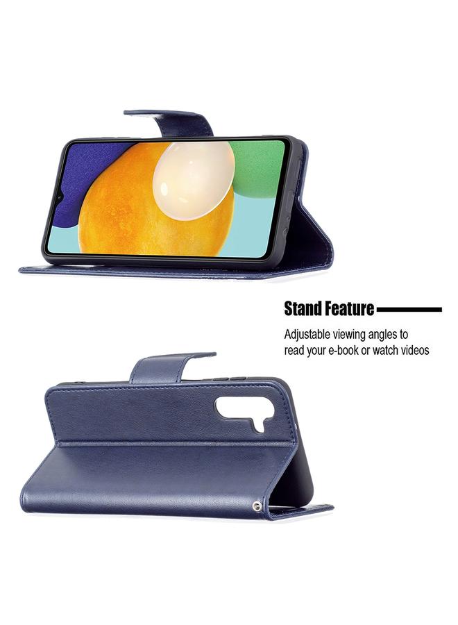 اس-توب جراب لهاتف Samsung Galaxy A13 5G من الجلد بنقشة فراشتين مع حامل وفتحة بطاقة ومحفظة وحبل - Image 4