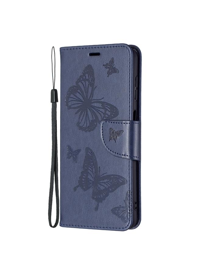 اس-توب جراب لهاتف Samsung Galaxy A13 5G من الجلد بنقشة فراشتين مع حامل وفتحة بطاقة ومحفظة وحبل - Image 2