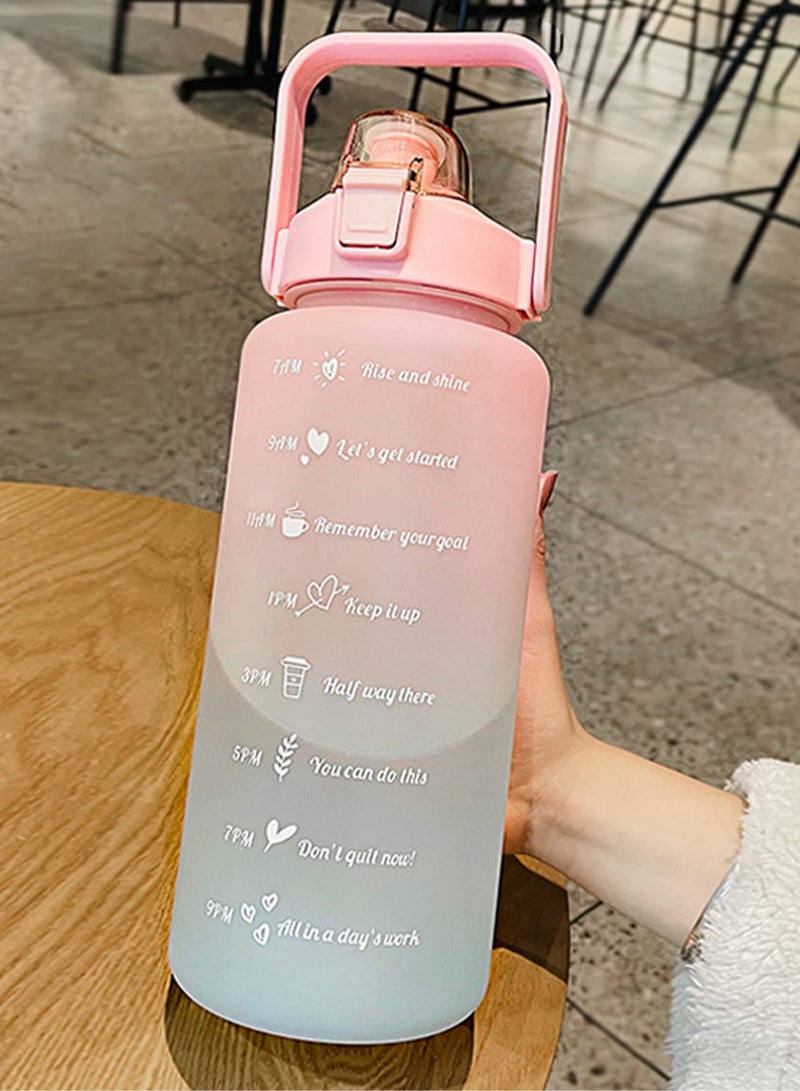 general 1-Piece Gradient Color Frosted Water Bottle – 800ml Leakproof Design with Straw, Flip Top  Time Marker – Portable for Sports, Fitness, Office, School, Gym, Outdoor Activities, Travel  Cycl - Image 2
