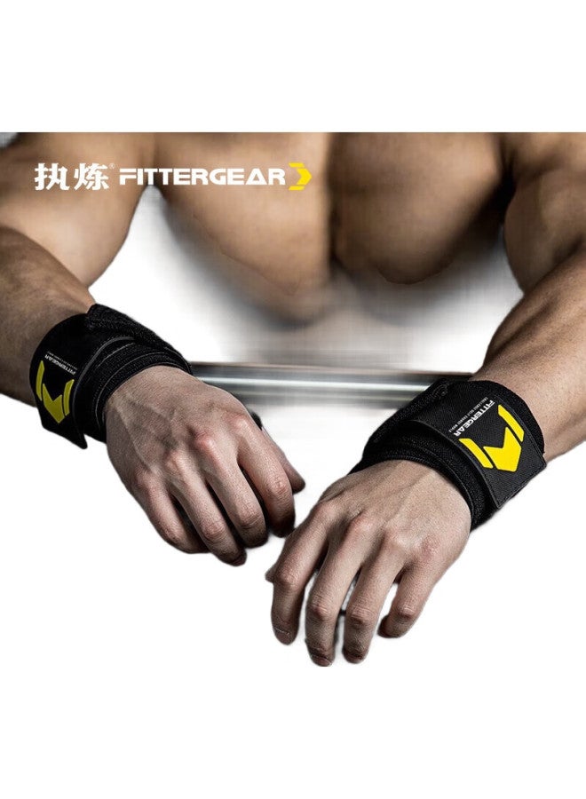 FITTERGEAR Fitness Wrist Support For Men, Bench Press Wrist Guard, Weightlifting Strength Training Anti-Sprain Sports Bandage, Black, One Pair - Image 3