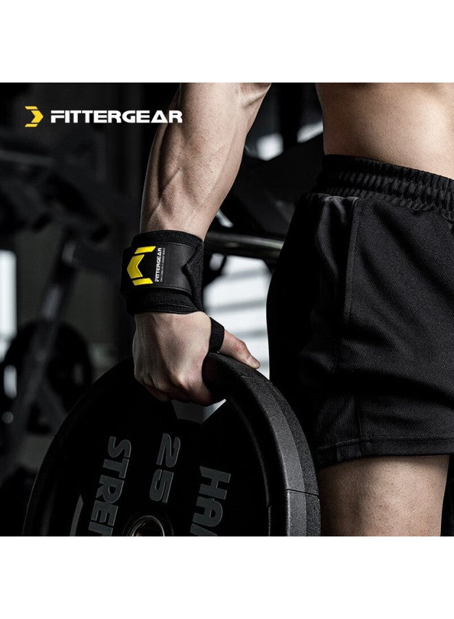 Fittergear Fitness Wrist Support For Men, Bench Press Wrist Guard, Weightlifting Strength Training Anti-sprain Sports Bandage, Black, One Pair - Image 1