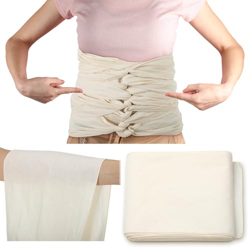 Hahafelt Bengkung Postpartum Belly Binding Wrap Traditional White Unbleached Muslin Cotton Cloth Postpartum Wrap for Women Pregnancy Waist Supply 17 Yards Long(Locked Edge) - Image 1