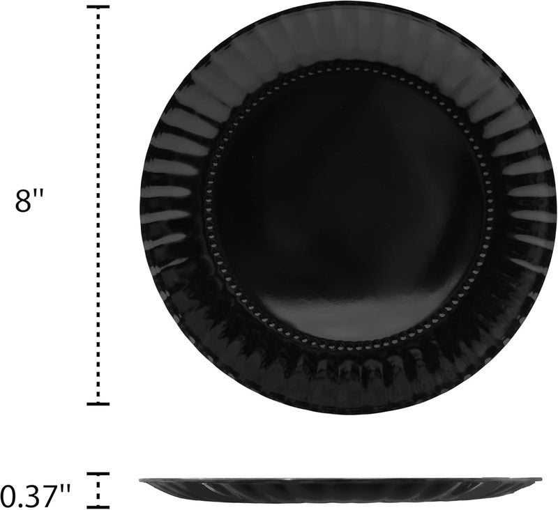 TP 8inch Melamine Dinner Plates Set of 8 Lightweight Serving Round Salad Plate for 8 Dessert Dishes for Indoors and Outdoors Black - Image 2
