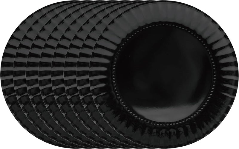 TP 8inch Melamine Dinner Plates Set of 8 Lightweight Serving Round Salad Plate for 8 Dessert Dishes for Indoors and Outdoors Black - Image 1