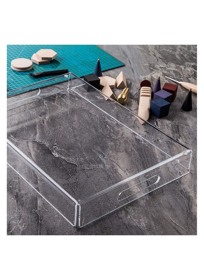 Saudi Deals - Acrylic Serving Tray with Handles, Clear Decorative Stylish Trays for Serving Food and Breakfast in Home and Kitchen, Single Tray - Image 1