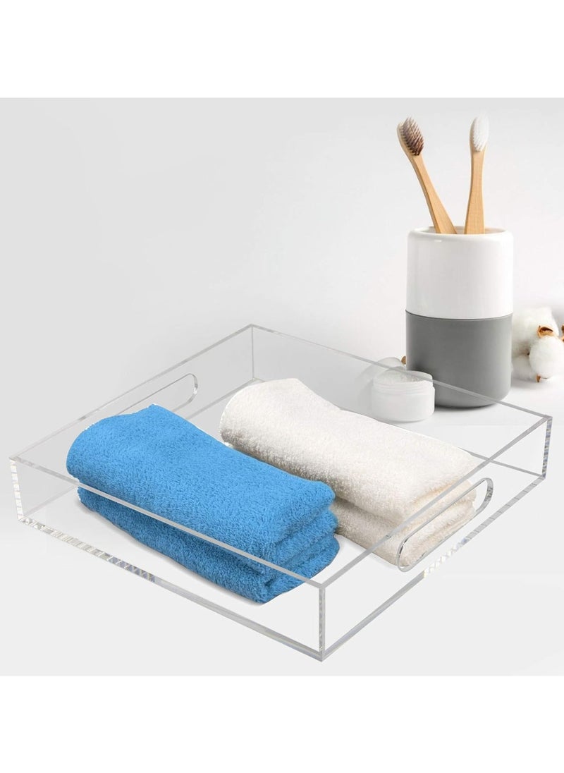 Saudi Deals - Acrylic Serving Tray with Handles, Clear Decorative Stylish Trays for Serving Food and Breakfast in Home and Kitchen, Single Tray - Image 1