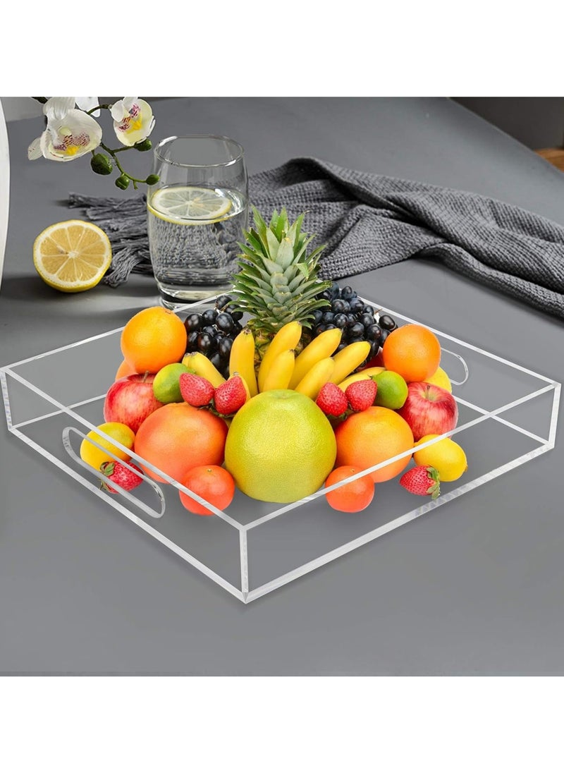 Saudi Deals - Acrylic Serving Tray with Handles, Clear Decorative Stylish Trays for Serving Food and Breakfast in Home and Kitchen, Single Tray - Image 1