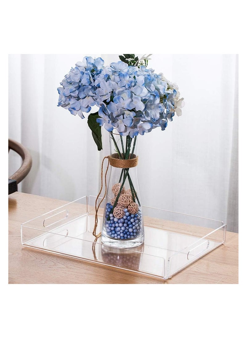 Saudi Deals - Acrylic Serving Tray with Handles, Clear Decorative Stylish Trays for Serving Food and Breakfast in Home and Kitchen, Single Tray - Image 1