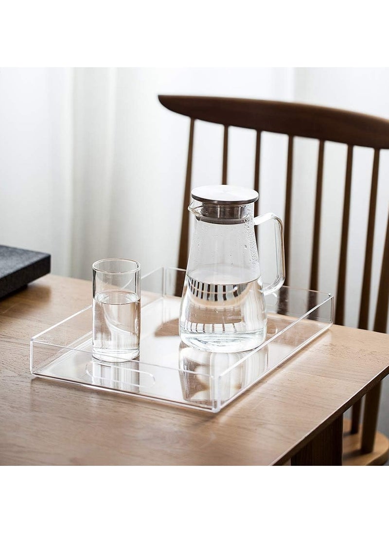 Saudi Deals - Acrylic Serving Tray with Handles, Clear Decorative Stylish Trays for Serving Food and Breakfast in Home and Kitchen, Single Tray - Image 1