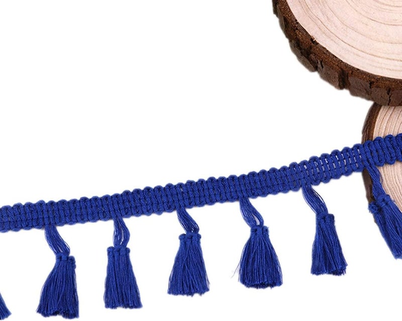 MSCFTFB 20 Yards Mini Tassel Fringe Trim,Boho Tassels Ribbon for Women,1.6inch Wide Sewing Fabric Lace for DIY Jewelry Clothing Bag Curtain Home Party Decor(Royal Blue) - Image 2