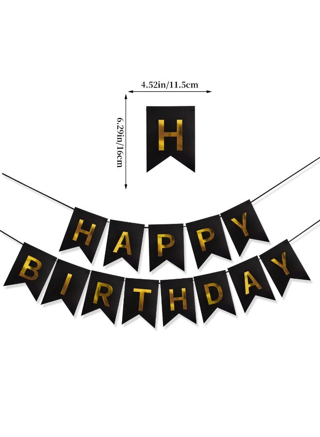 Black Happy Birthday Banner with Red, Black and Red Confetti Latex Balloons - Birthday Party Decorations Set (16 pcs) - Image 2