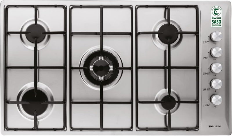 GLEMGAS Glem Gas Hob with 5 Burners, 90 cm, Black - Image 1