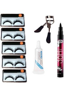 TWIREY 5 Pair Eyelash Eyelash Glue Eyelash Curler With 36 Hrs Eyeliner Combo Kit  - Image 2